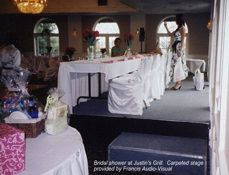 Carpeted Stage for head table at bridle shower