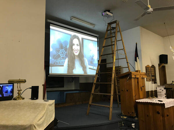Roscoe Christian Church - screen and projector installation